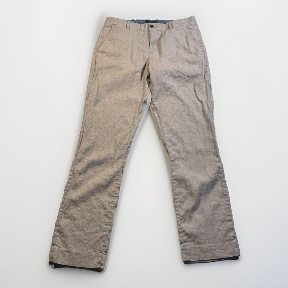 Fairlane Straight Leg Linen Blend Pants Men’s 33x32 Natural Beige Summer Beach